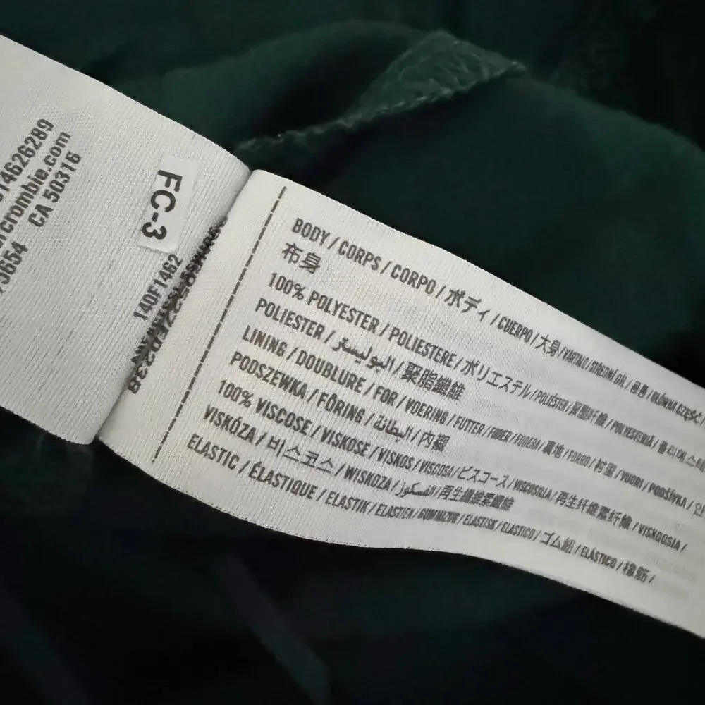 ABERCROMBIE Puff Sleeve Sheer Long Sleeve Top Emerald Green XS